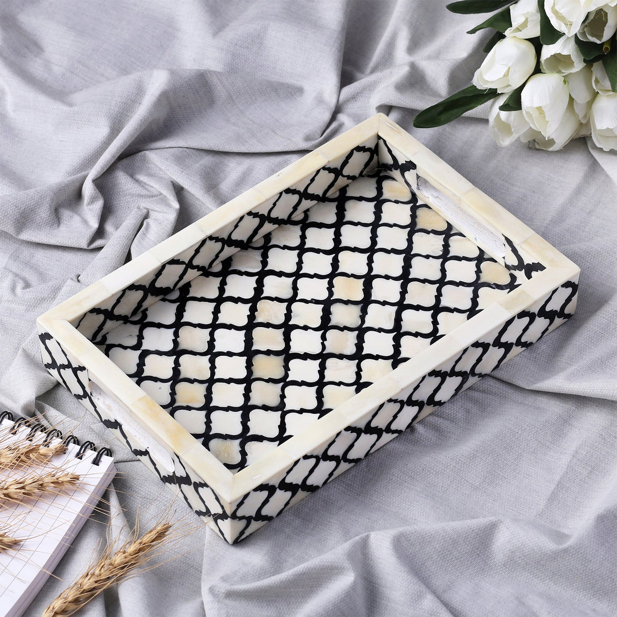 Black & White Moroccan Inlay Tray
