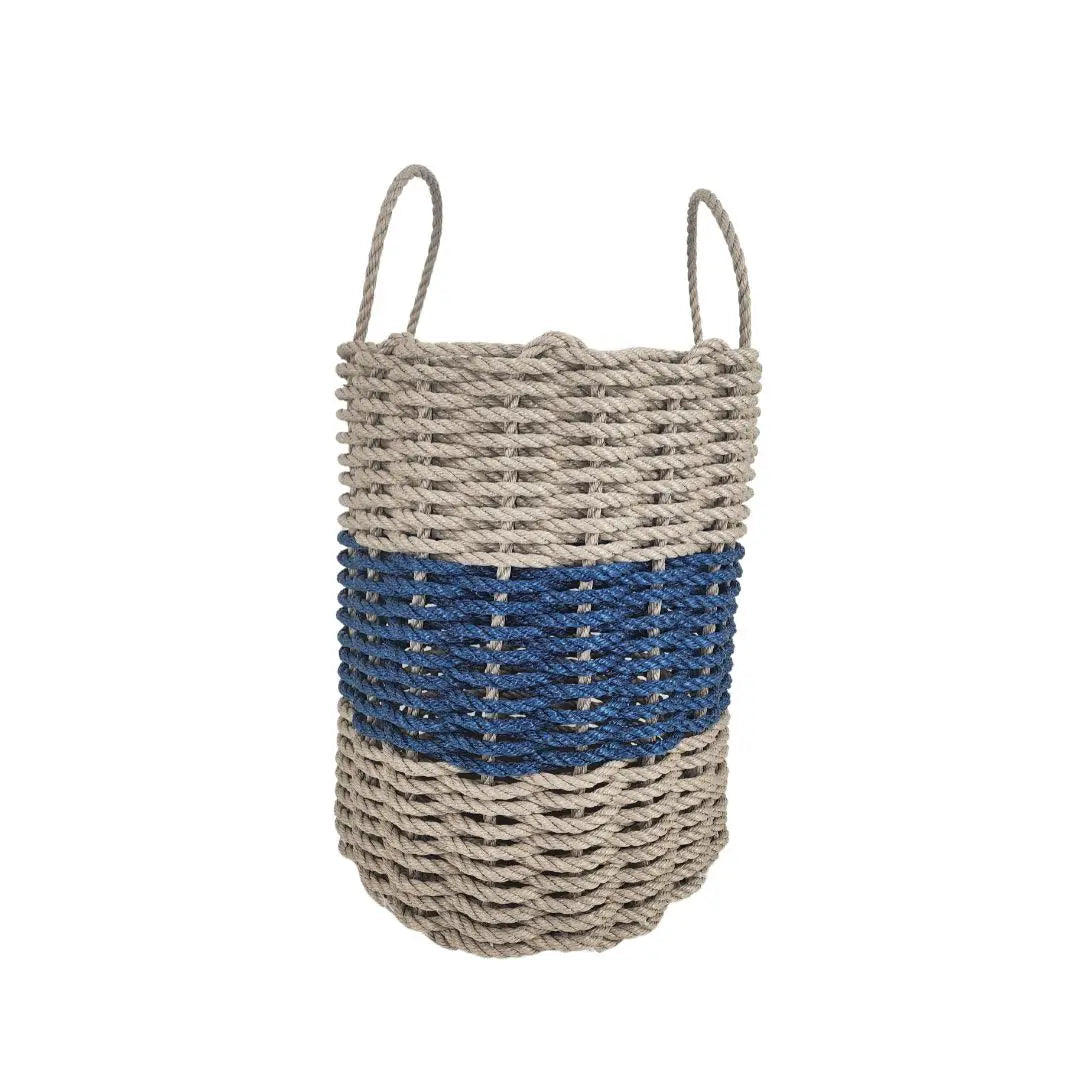 Tan & Navy Rope Basket — 3 Sizes