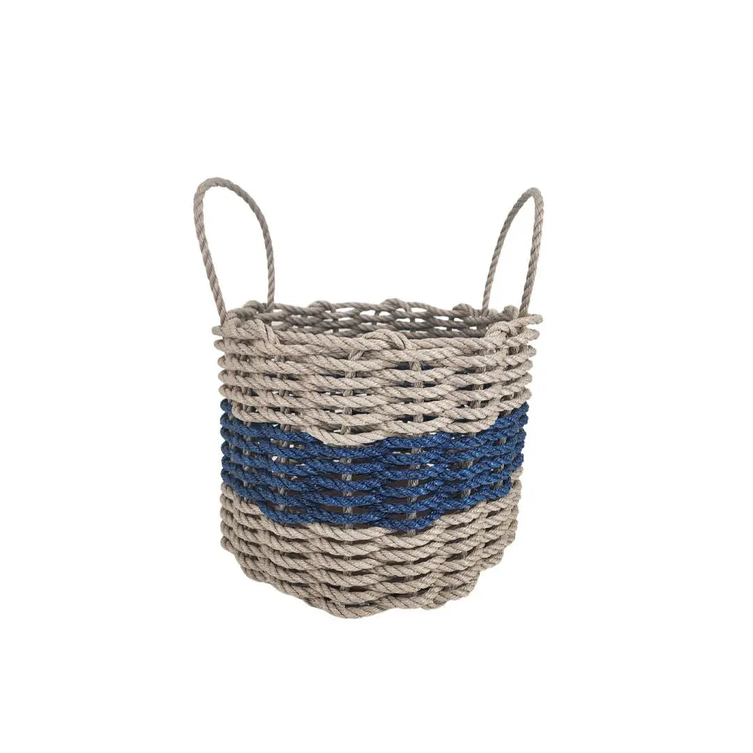 Tan & Navy Rope Basket — 3 Sizes