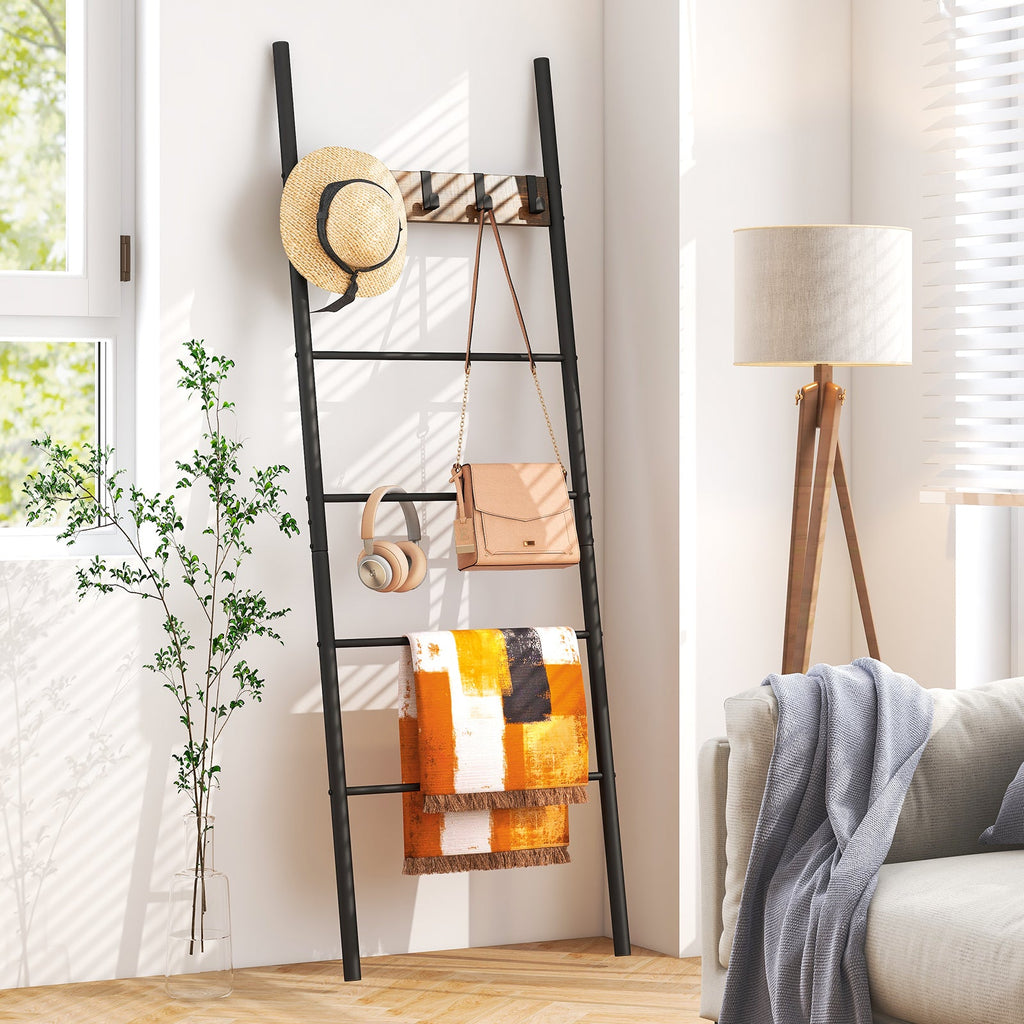 Decorative Blanket Ladder with Hooks