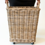 Rolling Kubu Rattan Storage Basket on wheels