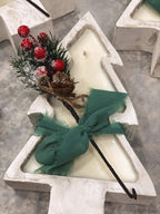 Sculptural Christmas Tree Soy Candle — Wood Bowl