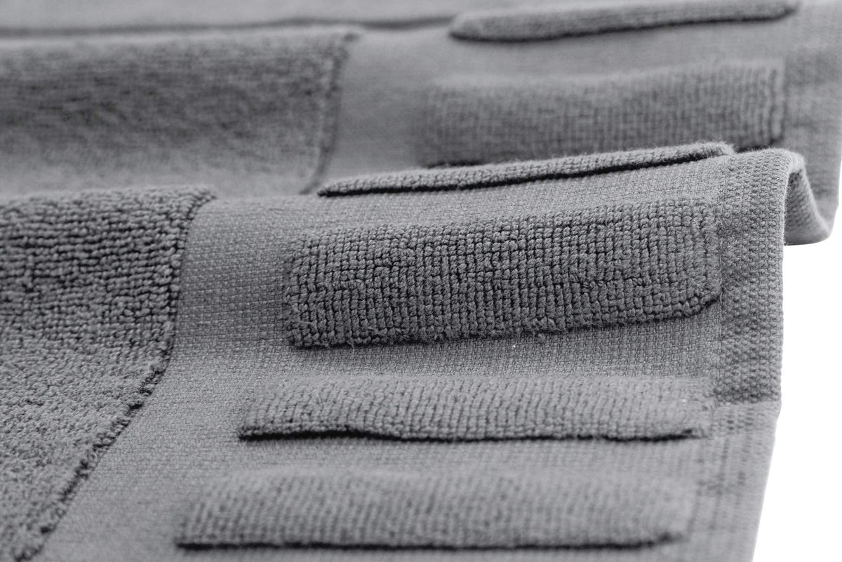 Grey & White Cotton Bath Mats — Set of 2