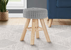 Round Upholstered Ottoman with Wood Legs