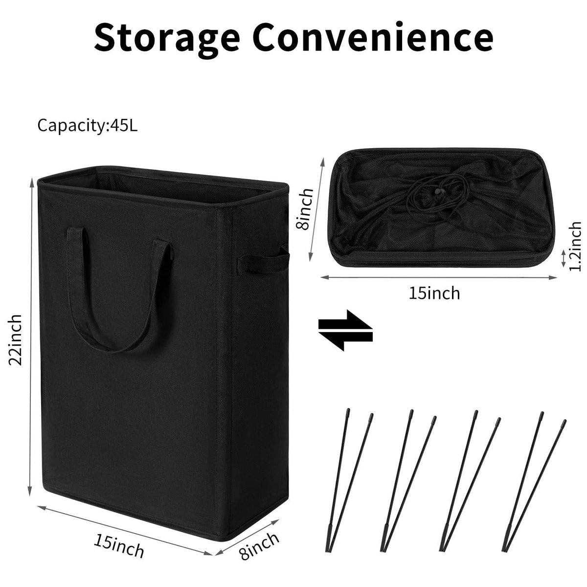 SlimSpace 45L Rolling Laundry Hamper