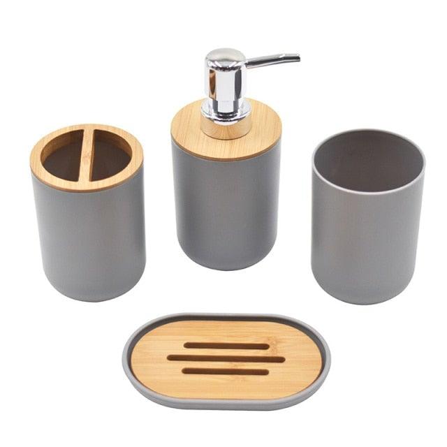 Bamboo Bathroom Accessory Set