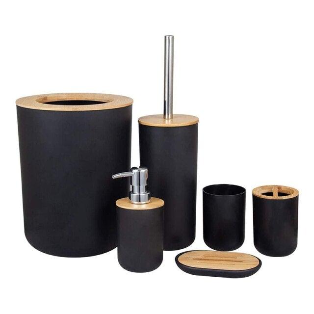 Bamboo Bathroom Accessory Set