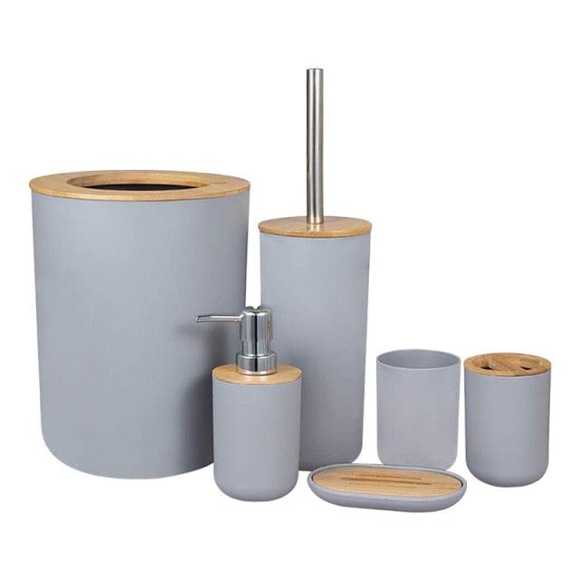 Bamboo Bathroom Accessory Set