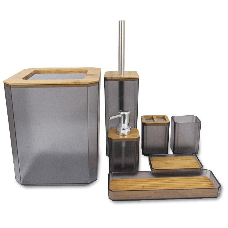 Bamboo Bathroom Accessory Set