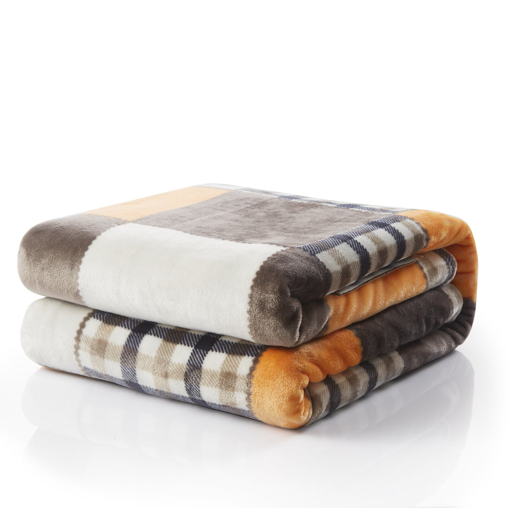 Fall Plaid Fleece Throw Blanket