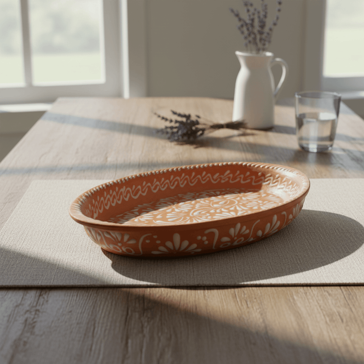 Brown & White Talavera Oval Platter