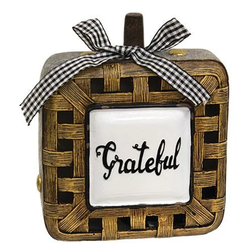 Woven-Look Thankful Pumpkin Accent — 6.5 in.