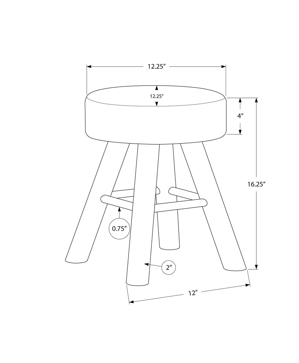 Round Upholstered Ottoman with Wood Legs