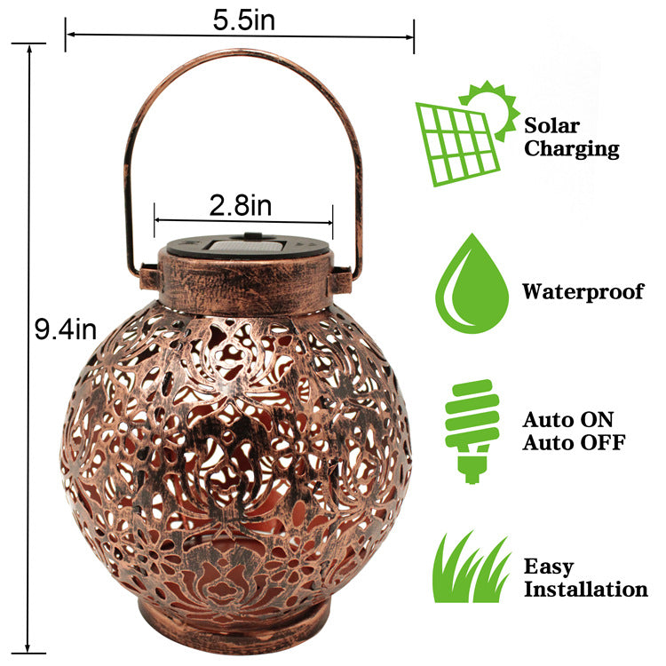 Solar Wrought-Iron Hanging Lantern