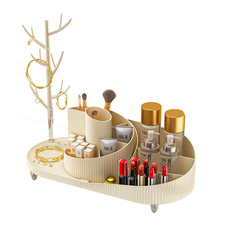 Rotating Makeup Organizer with Jewelry Storage