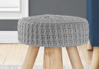 Round Upholstered Ottoman with Wood Legs