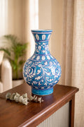 Handcrafted Blue Floral Ceramic Vase — product view 1