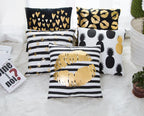 Black & Gold Velvet Pillow Cover