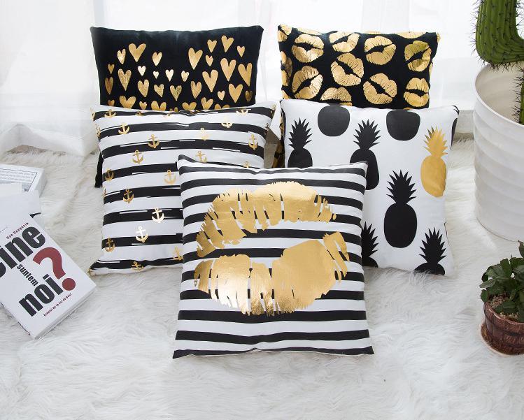 Black & Gold Velvet Pillow Cover