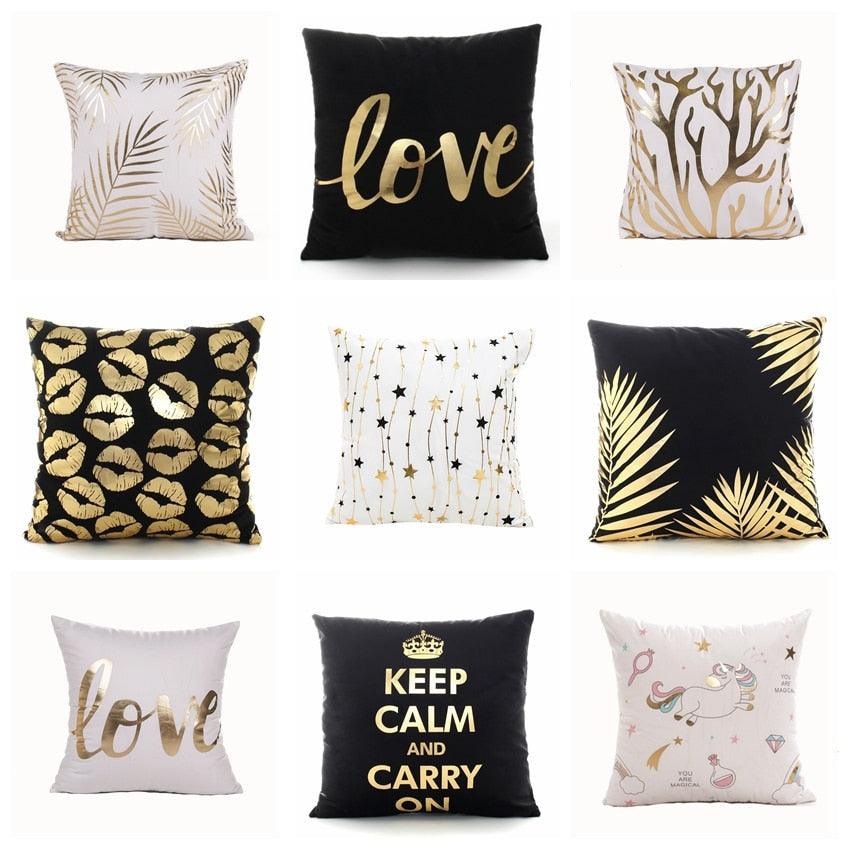 Black & Gold Velvet Pillow Cover