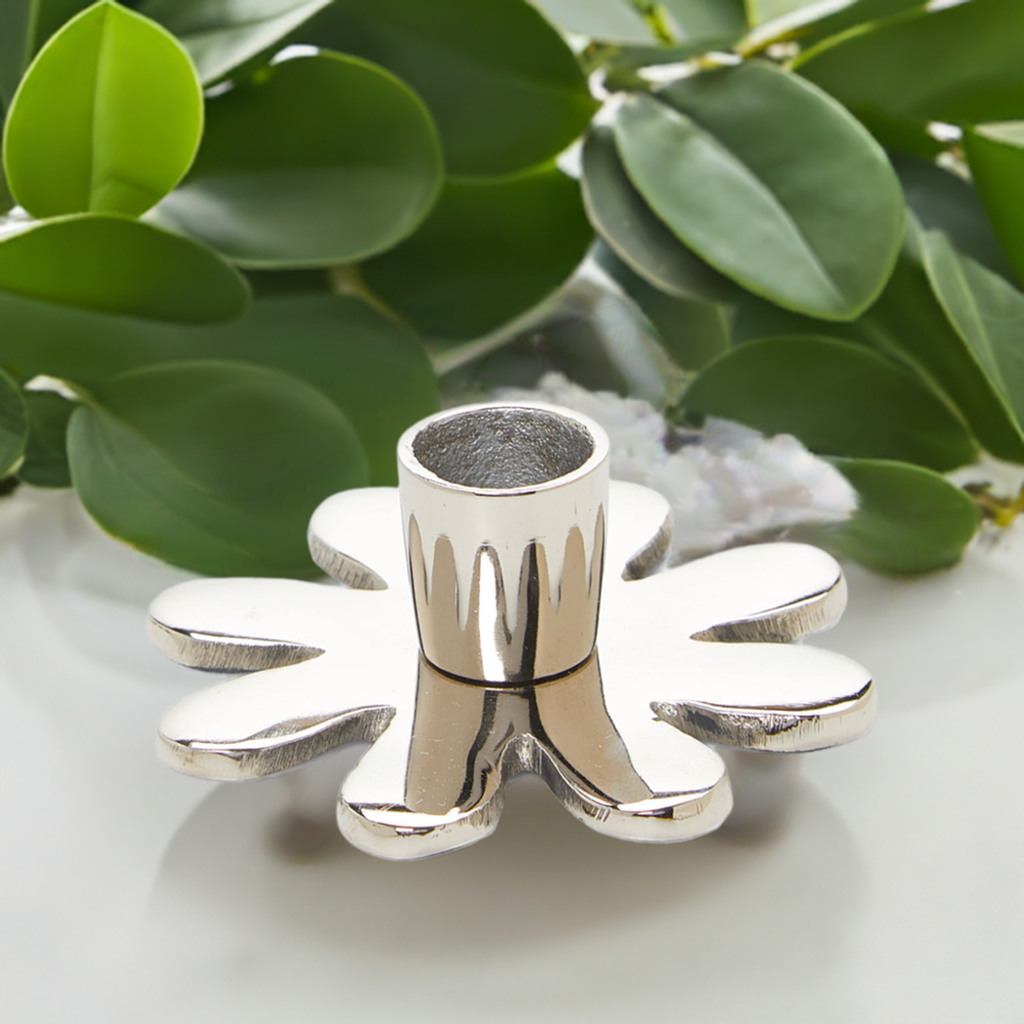 Silver Flower Candle Holder