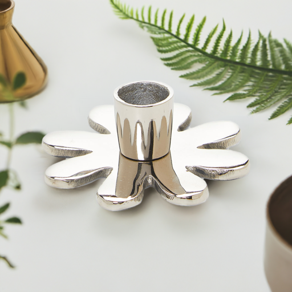 Silver Flower Candle Holder