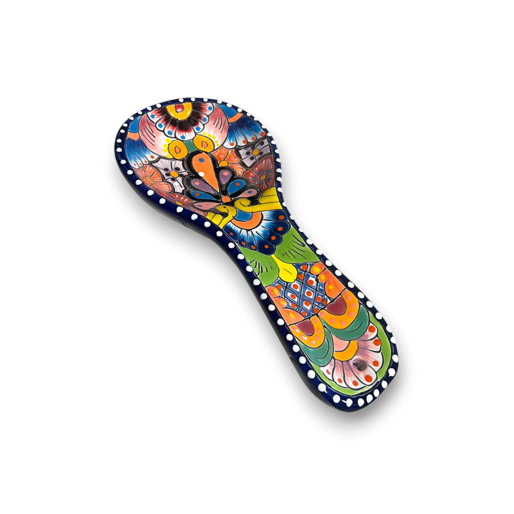 Hand-painted Talavera spoon rest — detail view