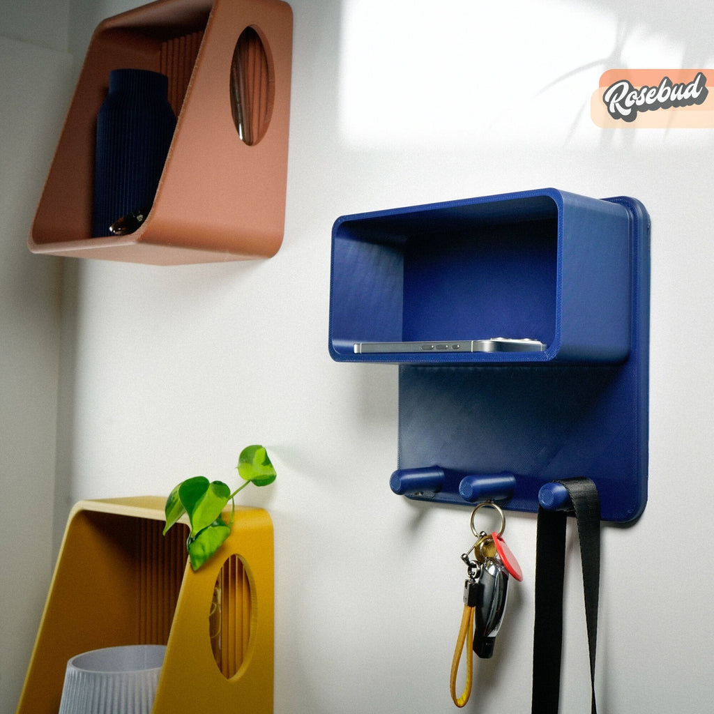 Floating Wall Shelf, Magnetic Key Holder