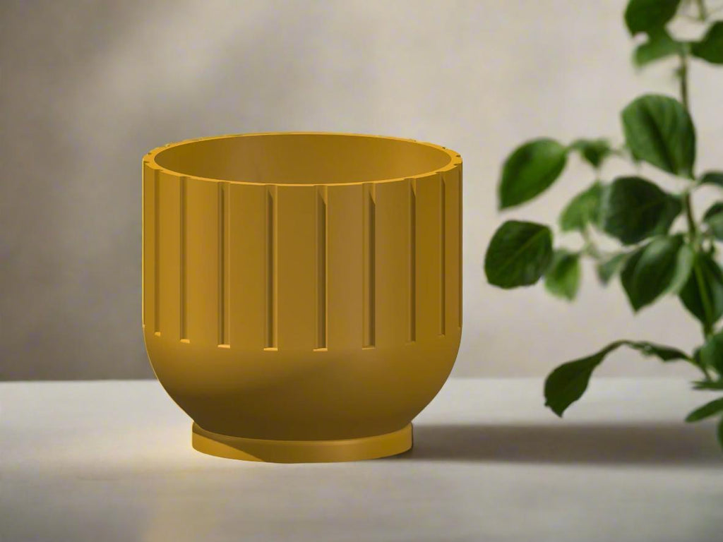 Fluted Indoor Planter with Drainage