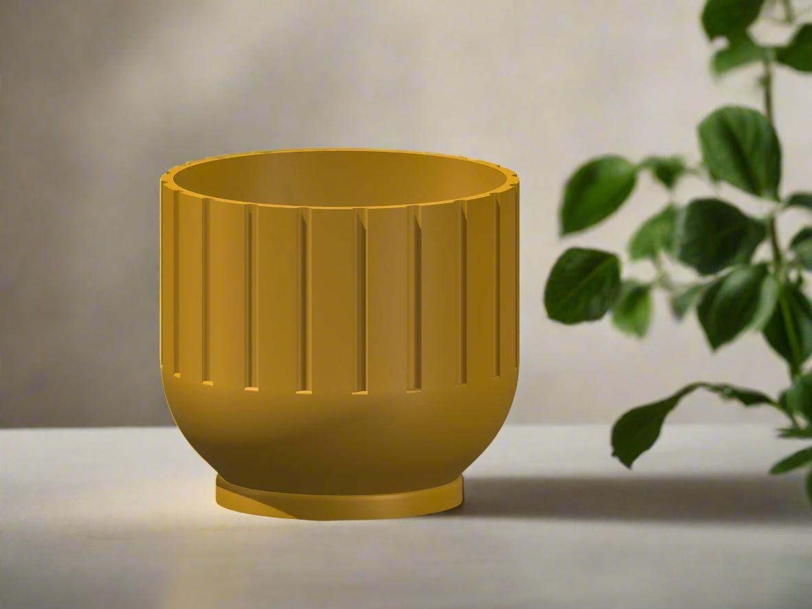 Fluted Indoor Planter with Drainage