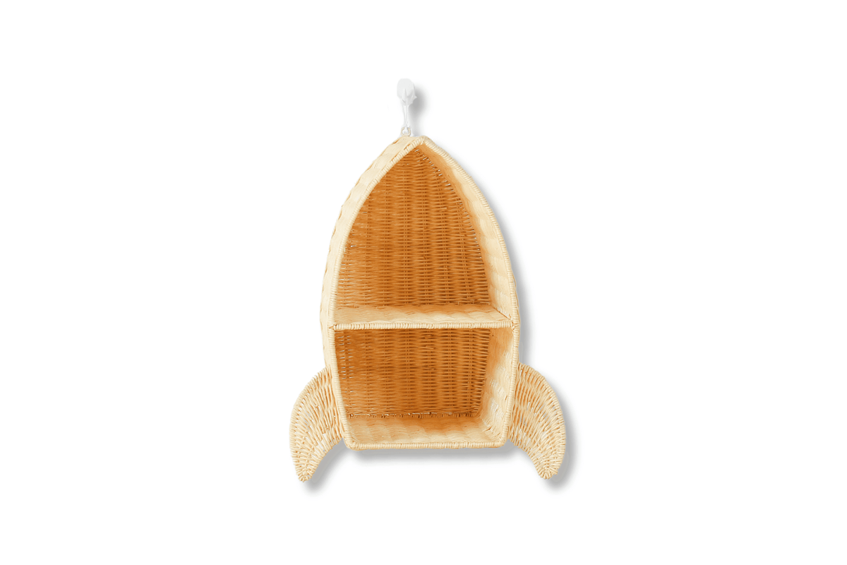 Rattan Rocket Ship Wall Shelf