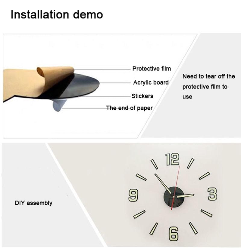 Luminous Frameless 3D Wall Clock