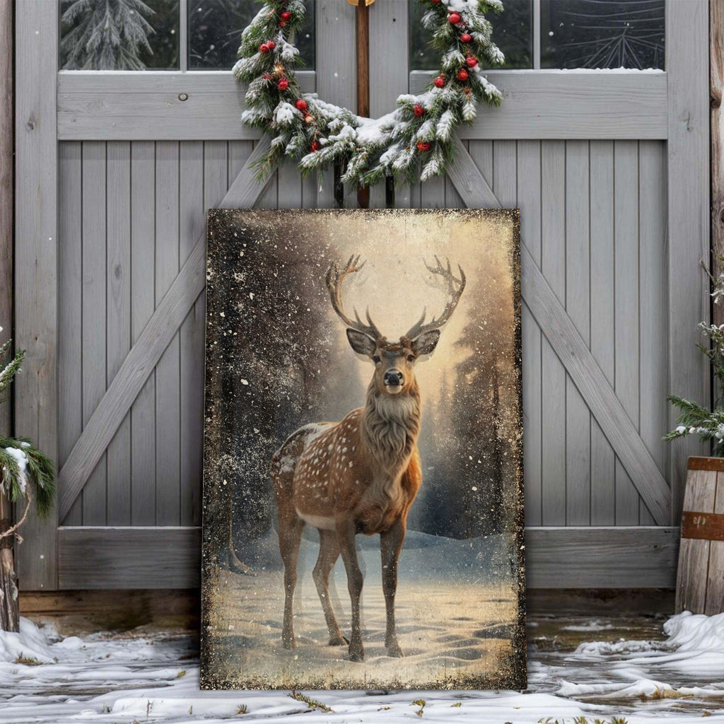 Vintage Winter Deer Canvas