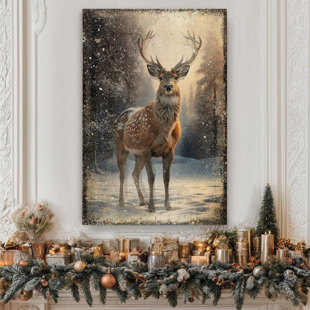 Vintage Winter Deer Canvas