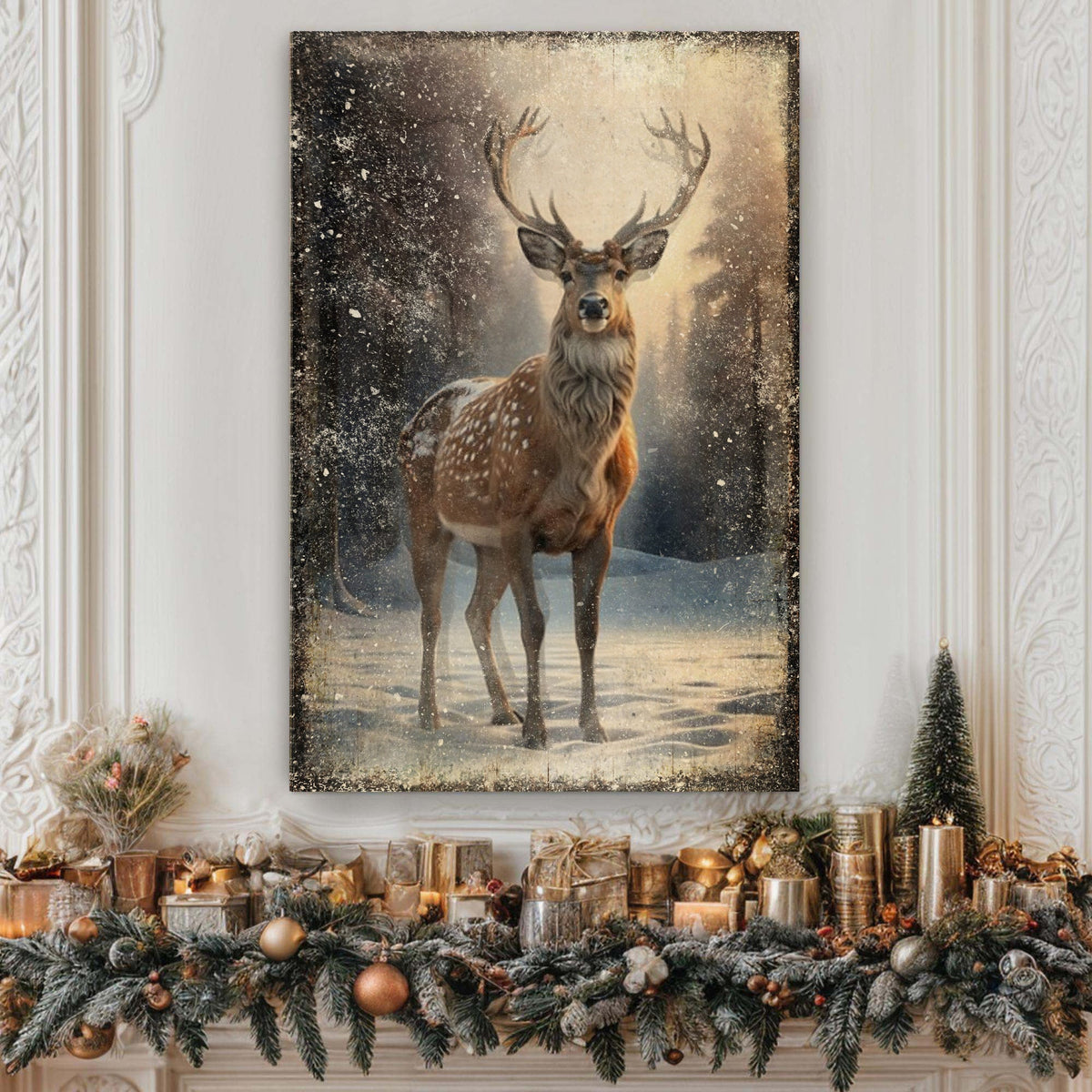 Vintage Winter Deer Canvas