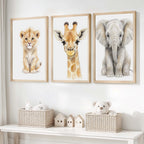 Safari Nursery Wall Art — Set of 3