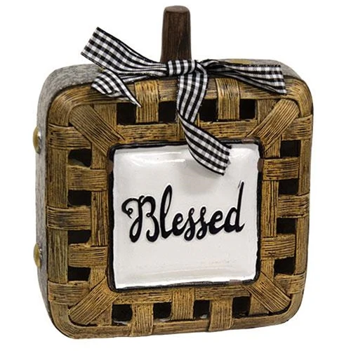 Woven-Look Thankful Pumpkin Accent — 6.5 in.
