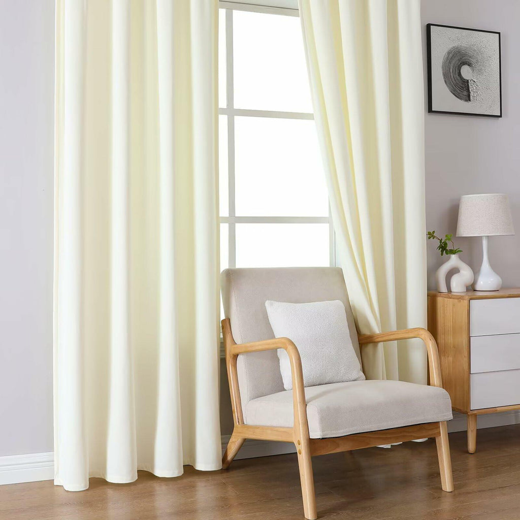 White Velvet Blackout Curtains — Set of 2