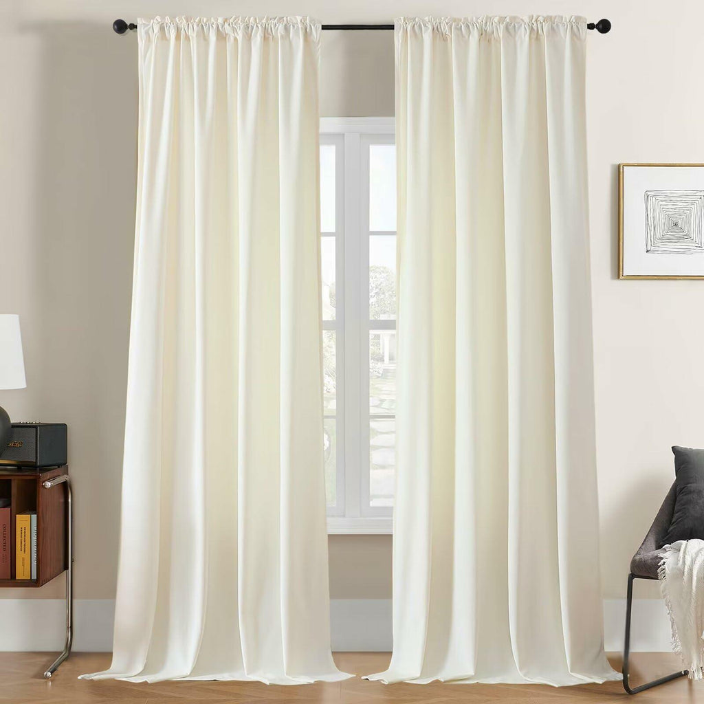 White Velvet Blackout Curtains — Set of 2