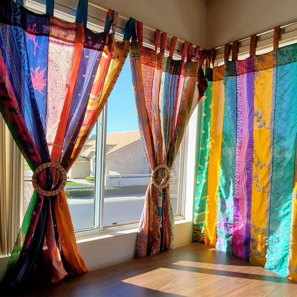 Rainbow Oasis Drapes – Upcycled Boho Curtains