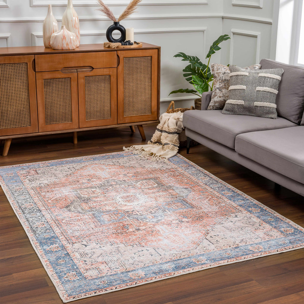 Rosman Distressed Washable Area Rug