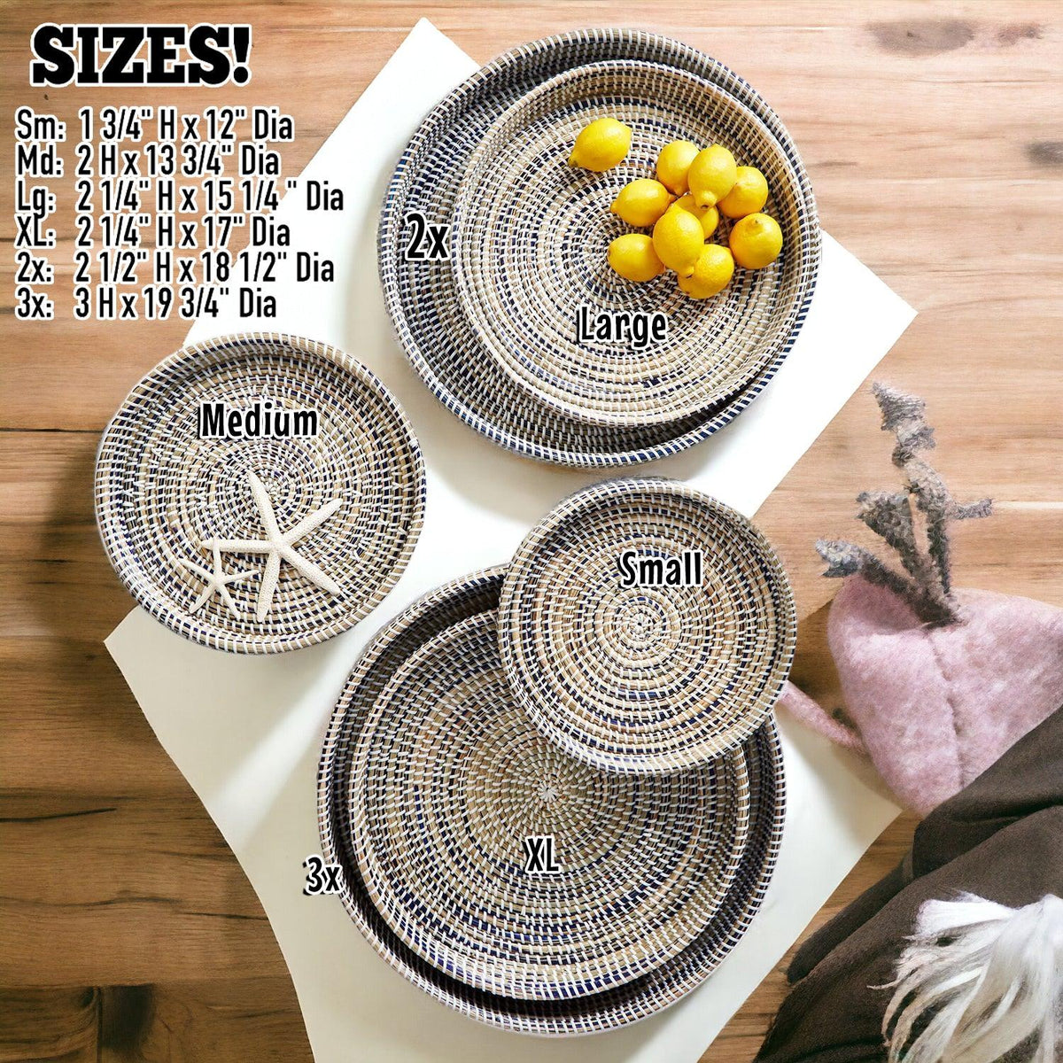 Natural Seagrass Trays — 6 Sizes