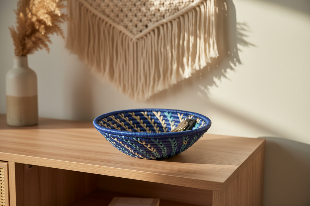 Handwoven Raffia Catchall Basket