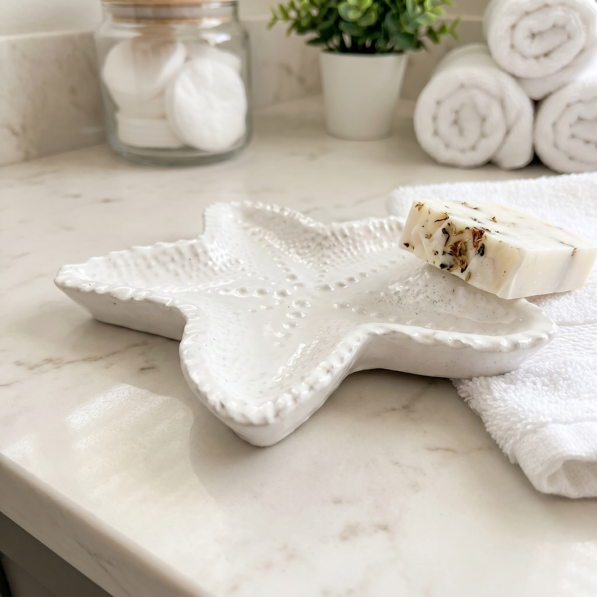 White Starfish Catchall Tray — 4 in.
