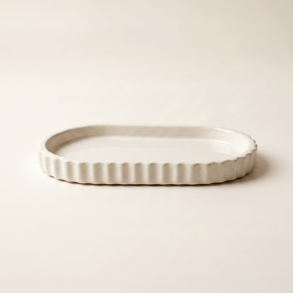 White Scalloped Catchall Tray — 7 in.