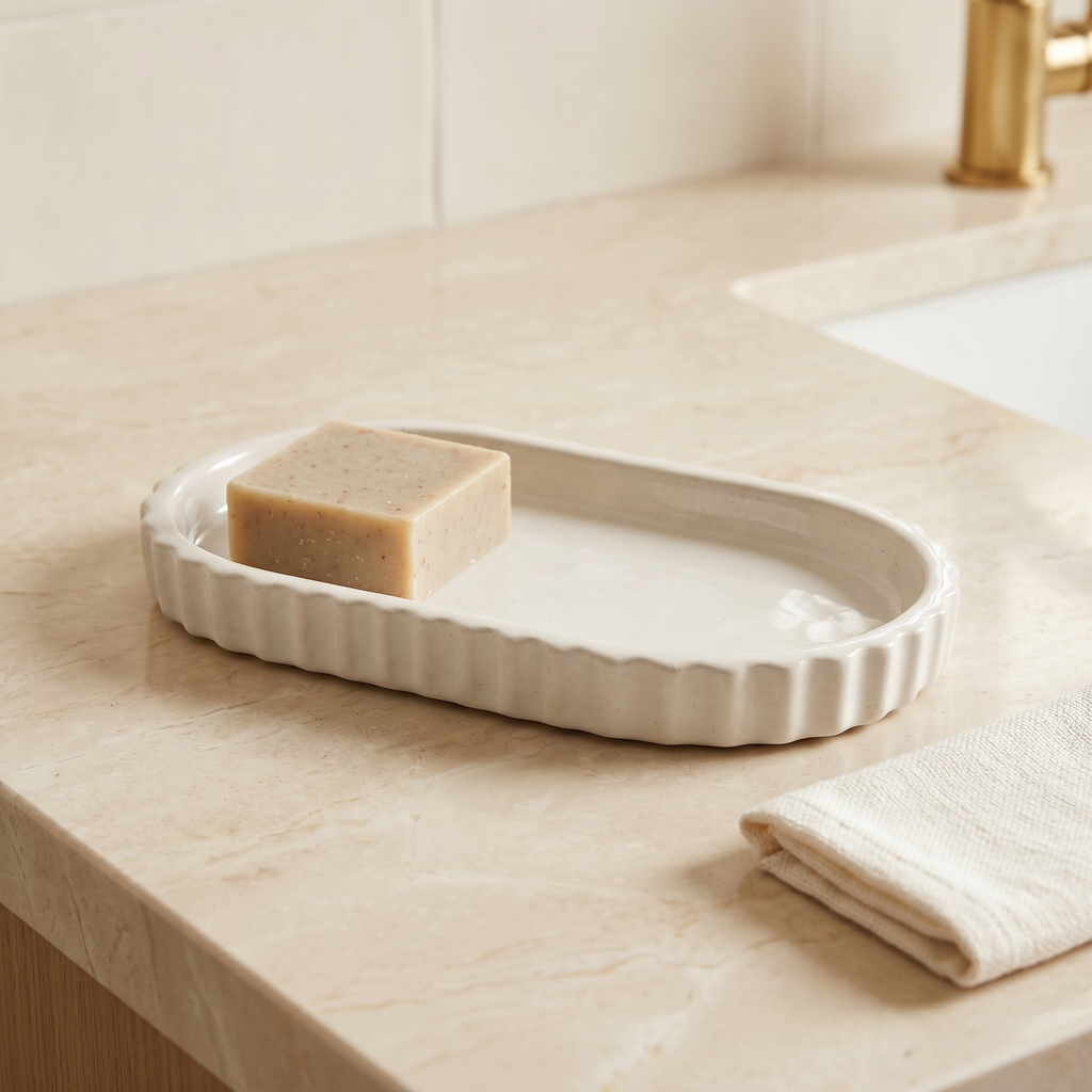 White Scalloped Catchall Tray — 7 in.