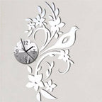 Bird Mirror-Effect Wall Clock
