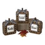 Woven-look Thankful pumpkin accent with gingham bow